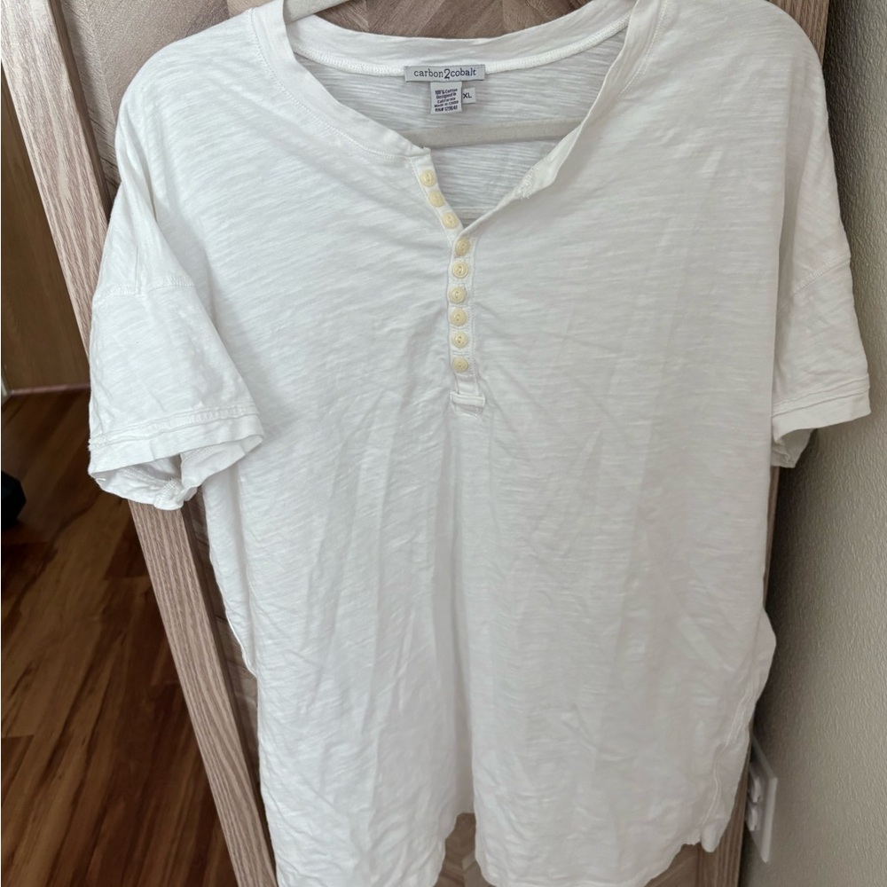 Carbon 2 Cobalt White Short Sleeve Henley